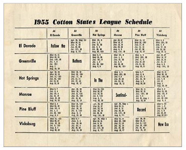 1955 Cotton States League Schedule.